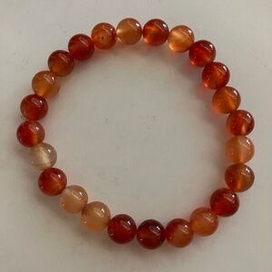 Shiny Elastic Carnelian Beaded Bracelet NWOT